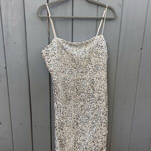 Sparkling White Sequin Mini Dress